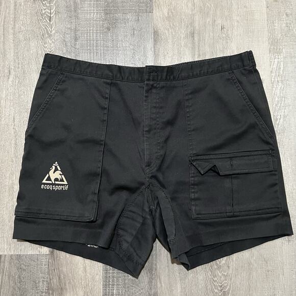 Le Coq Sportif Pants - Vintage 80s/90s Le Coq Sportif Black Padded Short Cycling Bike MTB Shorts Sz 34